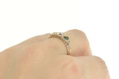 14K Yellow Gold Elaborate Scroll Syn. Emerald Cubic Zirconia Ring