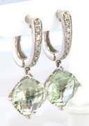 Dazzling Prasiolite and Diamond White Gold Dangle Earrings