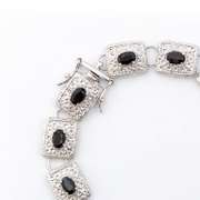 Plated Rhodium 7.85ctw Black Sapphire Bracelet