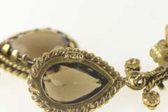 14K Yellow Gold Ornate Pear Smoky Quartz Dangle Statement Earrings