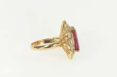 14K Yellow Gold 11.28 Ctw Natural Ruby Ballerina Diamond Halo Ring
