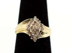 Modern 10k Gold Bulging Diamond Ring
