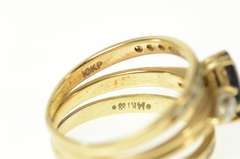 10K Yellow Gold Marquise Sapphire Diamond Bridal Set Ring