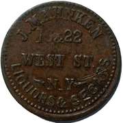 J Mahnken NY City  Liquors &Segars Civil War Store Card
