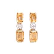 Plated 18KT Yellow Gold 3.02cts Citrine and Diamond Earrings