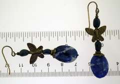 Sterling Silver Butterfly Lapis Drop Earrings