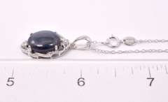 Gorgeous 9.71CTS Cabochon-Cut Star Sapphire & 0.11CTW Diamond Necklace in Sterling Silver