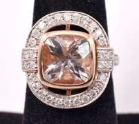 Amazing Morganite & Diamond Ring, 14KT Rose Gold
