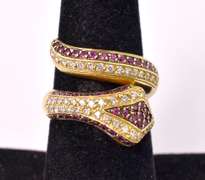 Amazing Ruby & Diamond Incrusted Snake Ring, 18KT