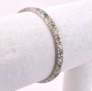 Brilliant Emerald and Diamond 14K Palladium White Gold Bracelet