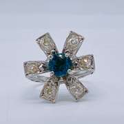 14kt Gold, Blue Sapphire, & Diamond Ring