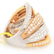 Fantastic Pave Diamond Tri Tone Leaf Wide Band
