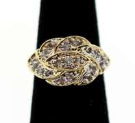 Overlapping Diamond Cluster 10k Gold Ring