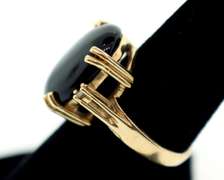 Cabochon Onyx With Diamond Accents Ring in 14kt Gold