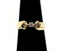 Marital 10k Gold Diamond Ring Flanked by Baguette Diamond