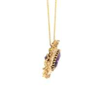 Dreamy Yellow Gold oval Amethyst and Diamond Pendant on Necklace