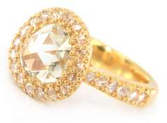 Majestic 18t Yellow Gold Rose Cut Diamond Halo Engagement Ring