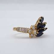 18kt Yellow Gold, Blue Sapphire, & Diamond Cocktail Ring