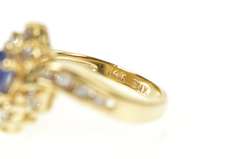 14K Yellow Gold 0.92 Ctw Natural Sapphire Diamond Engagement Ring