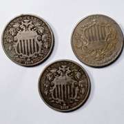 1866 Rays 1868 & 1882 Shield Nickels