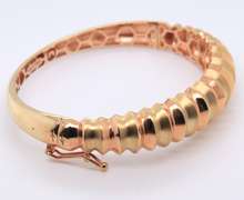 Wonderful 18kt Two Tone Gold Cuff Bangle