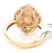 Incredible Yellow Gold opal Emerald and Diamond Frame Ring