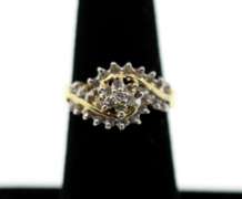 Coiling Diamond Halo Ring with 10k Gold