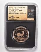 PF70UCAM 2019 South Africa 1/2 Krugerrand Fine Gold Signed Graded NGC