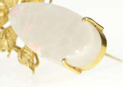 14K Yellow Gold Huge Natural Opal Leaf Cluster Statement Pin/Brooch
