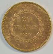 Choice BU 1897-A France 20 Francs Gold 'Angel' piece