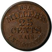 Millers 50 Cent Hair Dye  NY City Civil War Store Card.