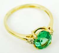 Radiant Green Tourmaline & Diamonds 10K Ring, 8.25