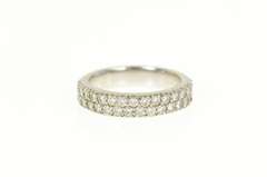 18K White Gold 0.90 Ctw Pave Tiered Diamond Wedding Band Ring