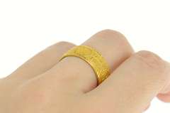 22K Yellow Gold Ornate Chinese Character Fortune Wrap Band Ring