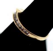 V-Shaped 10k Gold Channel Set Diamond Ring
