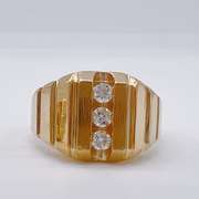 Men's 14kt Yellow Gold & Diamond Band Ring