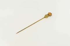 14K Yellow Gold Victorian Faceted Sim. Citrine Acorn Ornate Stick Pin