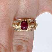 18kt Yellow Gold, Ruby, & Diamond Band Ring