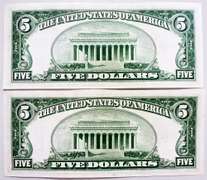 (2) Superb Crisp 1928E $5 Red Seal Notes-Consecutive!