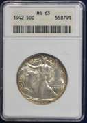 1942 Walking Liberty Half Dollar ANACS MS63