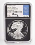 PF70 UCAM 2020-W American Silver Eagle 1st Day Denver Signed NGC
