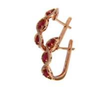 Gorgeous Rose Gold Earrings w Pear Cut Rubies and Accent Diamonds