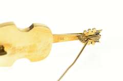 14K Yellow Gold Elaborate Ornate Guitar Musical Instrument Pin/Brooch