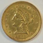 Needle-sharp 1853 US $2.50 Liberty Gold Piece