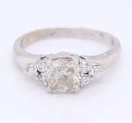 Romantic White Gold Cushion Modified Brilliant Diamond Engagement Ring