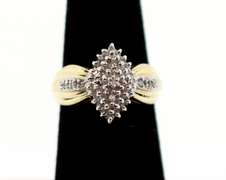 10k Gold Cushioned Diamond Cluster Ring