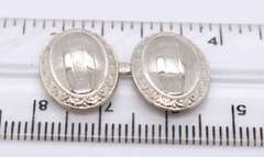 Art Deco Vintage White Gold Retro oval Cufflinks