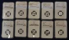 1955-1964 Run Of Proof Roosevelt Dimes NGC MS67