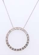 Sparkling White Gold Diamond Eternity open Circle Necklace