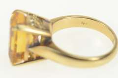 18K Yellow Gold 1960's Emerald Cut Citrine Ornate Cocktail Ring